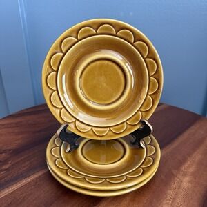 Homer Laughlin Castilian by Coventry  Saucers | Honey Gold Medallion MCM | Set 3